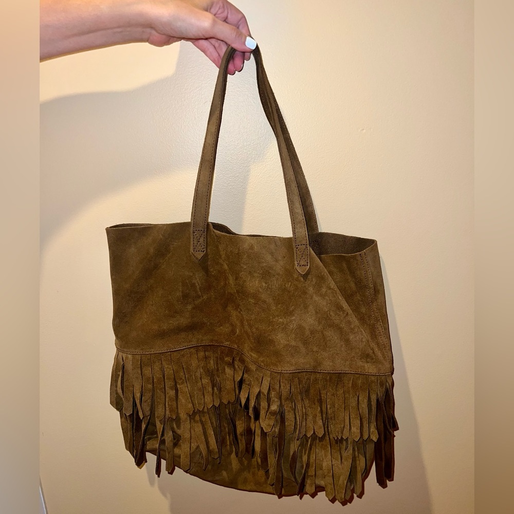 Suede Brown Fringe Bag
